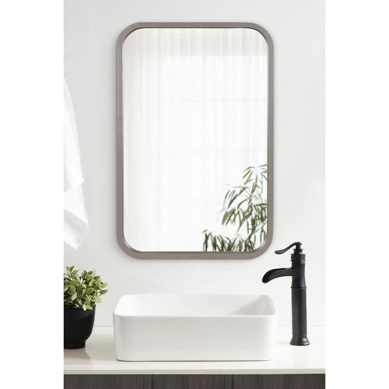 Hutton Graywash Solid Wood Radius Rectangle Wall Mirror