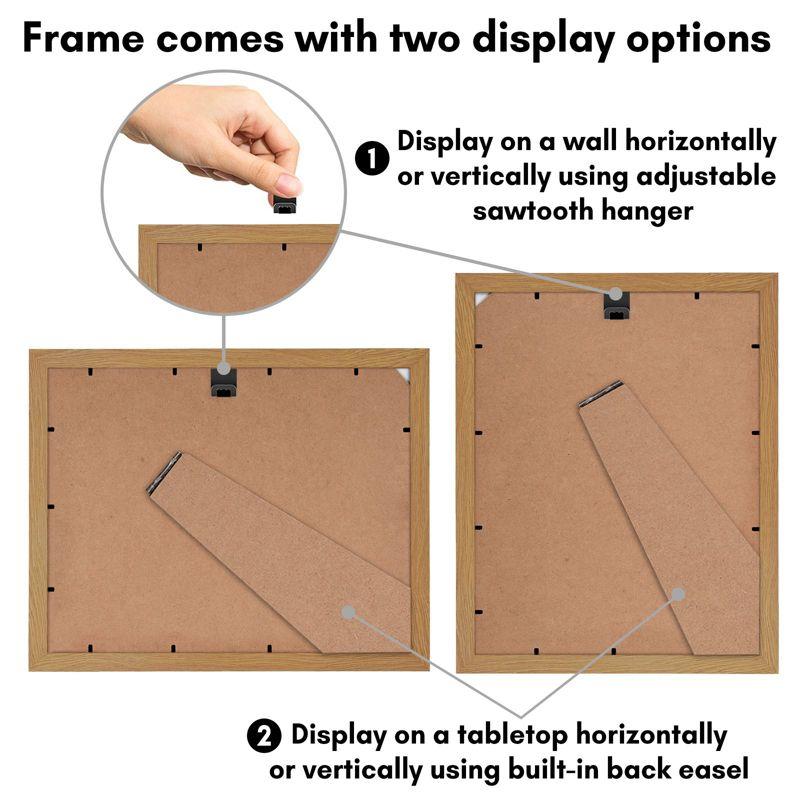 Americanflat 9x12 Picture Frame in Oak - Displays 6x8 With Mat and 9x12 Without Mat - Composite Wood with Shatter Resistant Glass