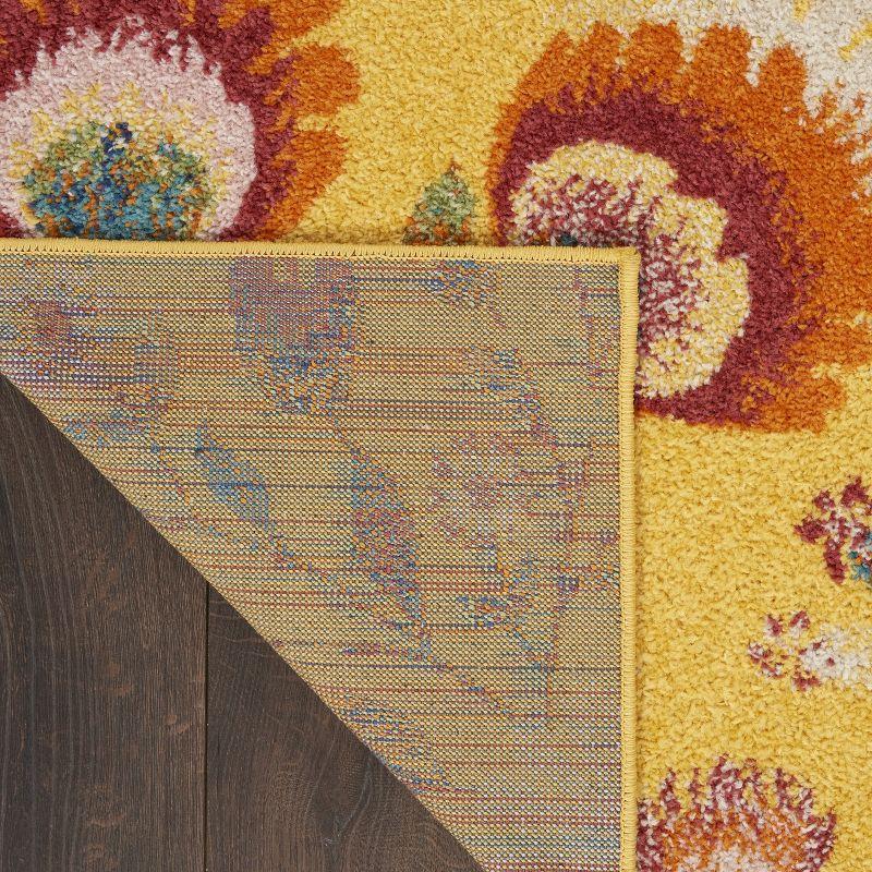 Vibrant Floral Blooms Yellow Synthetic 5' x 7' Area Rug