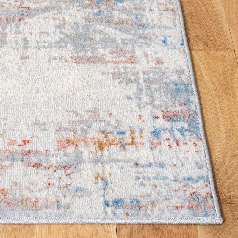 Ivory and Rust Rectangular Synthetic Area Rug