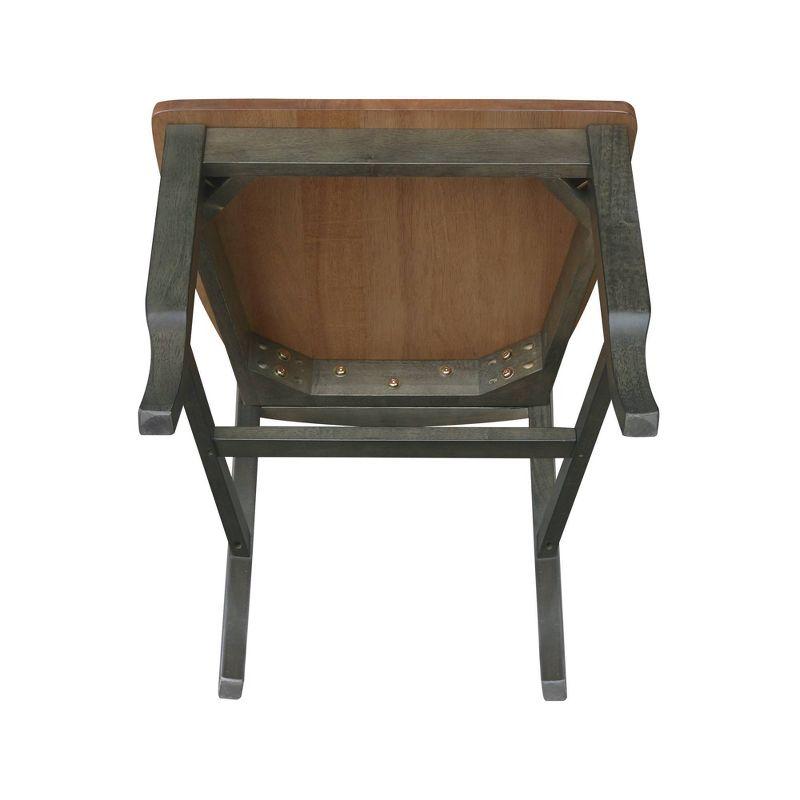 Set of 2 Solid Wood Panel Back Chairs Hickory/Washed Coal - International Concepts: Rubberwood Frame, Armless Design