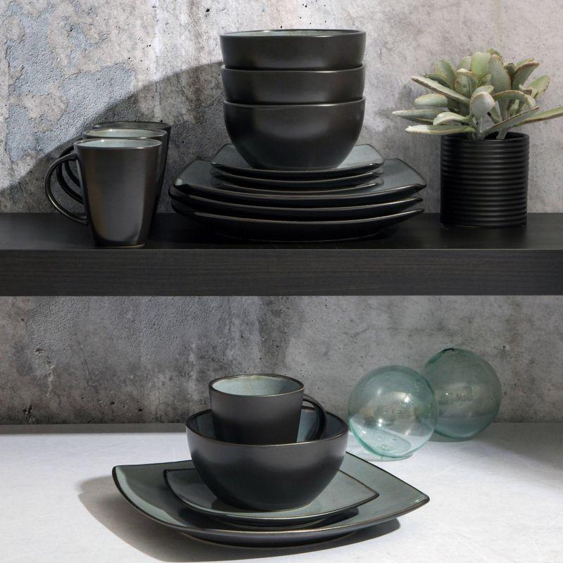 16pc Stoneware Soho Lounge Square Dinnerware Set - Gibson Soho Lounge