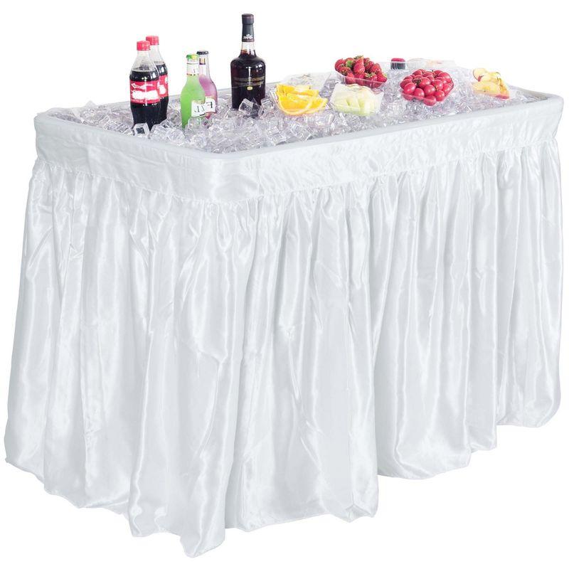 Costway 4 Foot Party Ice Cooler Folding Table Plastic with Matching Skirt Black/White