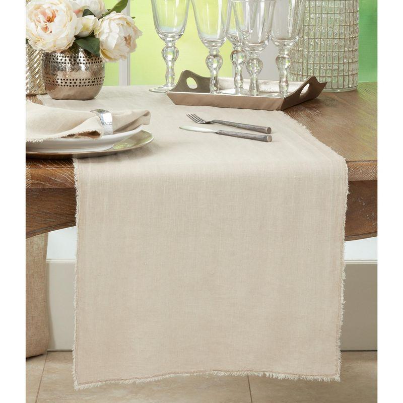 Saro Lifestyle Fringed Design Stone Washed Runner