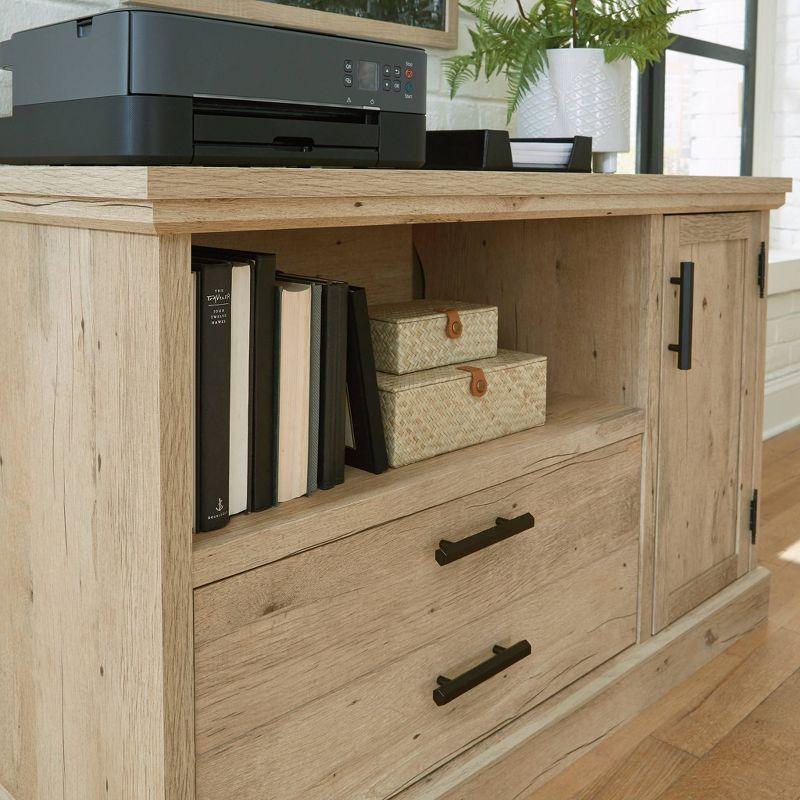 Small Mason Peak Credenza Storage Cabinet Prime Oak - Sauder: Adjustable, Scratch-Resistant Surface