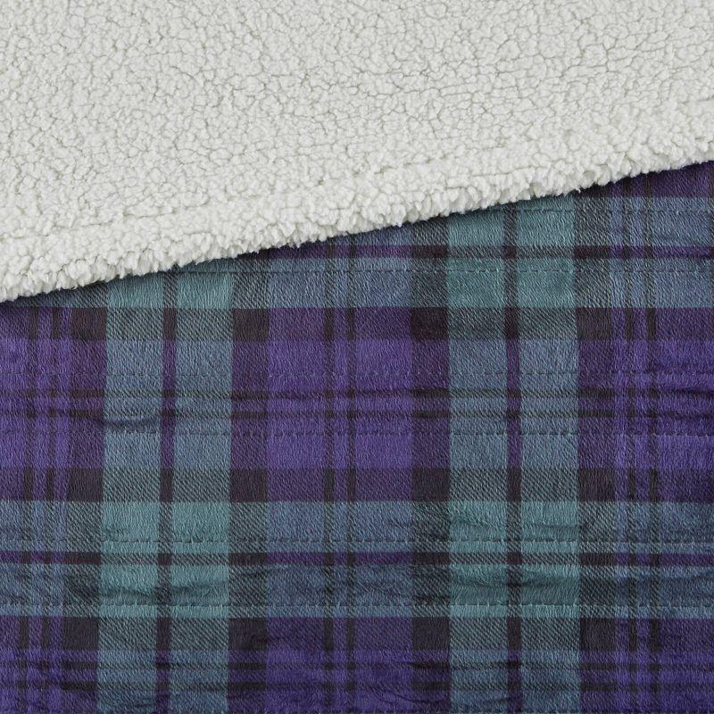 60"x70" Brewster Mink to Berber Heated Throw Blanket Blue/Green - Woolrich: Secure Comfort Technology, Auto Shut Off