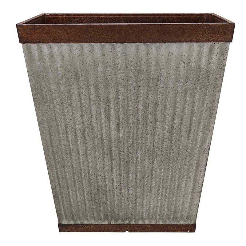 16-Inch Rustic Brown Resin Outdoor Flower Planter Set