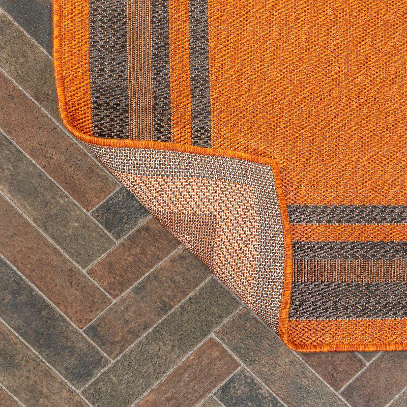 3' x 5' James Modern Border Stripe Indoor/Outdoor Area Rug, Orange/Dark Gray - JONATHAN Y
