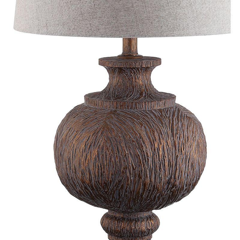 JONATHAN Y Scarlett 31" Resin LED Table Lamp, Dark Brown with Gray Shade