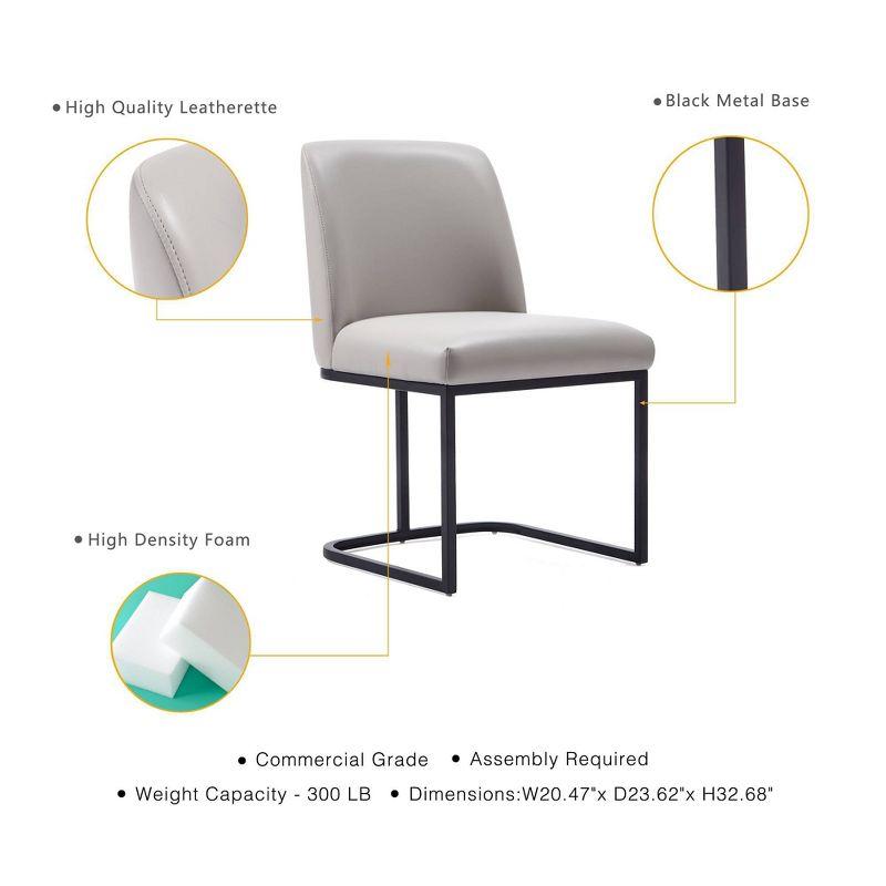 Set of 8 Serena Modern Leatherette Upholstered Dining Chair Set Light Gray - Manhattan Comfort: Ergonomic Design, Steel Legs, Foam-Filled