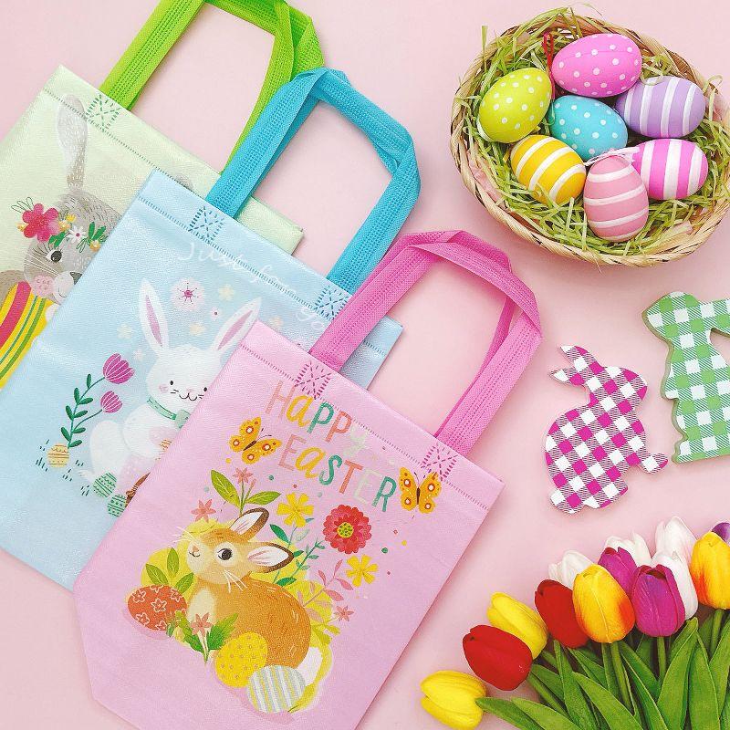 Wrapables Non-woven Easter Gift Bags, Easter Treat Bags for Egg Hunt (Set of 8) Bunnies