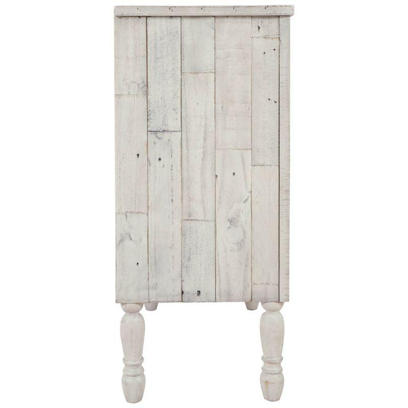 Falkgate Accent Cabinet Whitewash - Signature Design by Ashley: Antique Bronze Pulls, Glass Lattice Doors