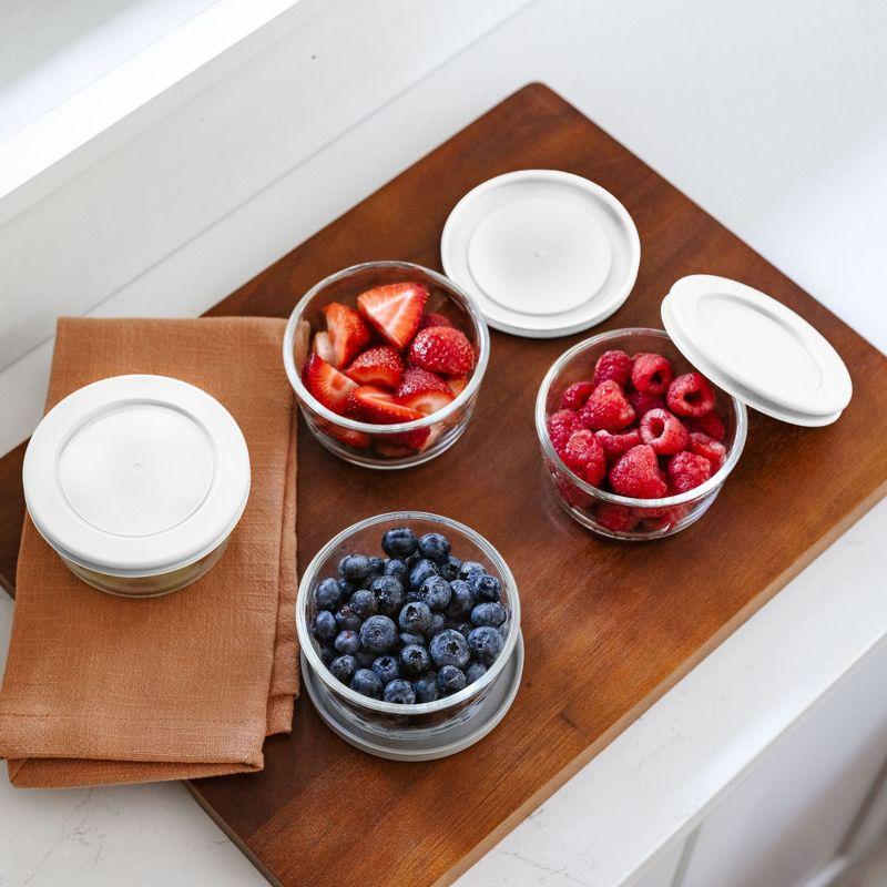 Dura Culina® 8pc 1 Cup Size Glass Food Round Storage Set - White