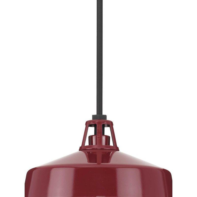 Progress Lighting, Cedar Springs, 1-Light Outdoor Hanging Light, Red Finish, Gloss White Shade