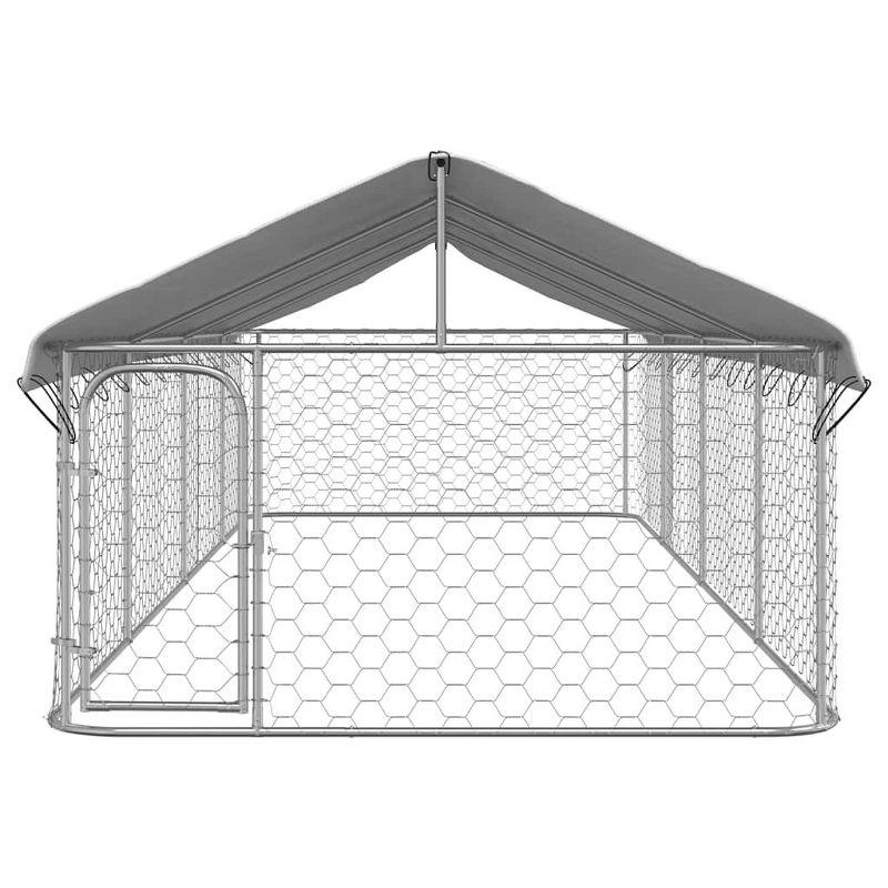 VidaXL 59.1'' H Galvanized Steel Yard Kennel With Door
