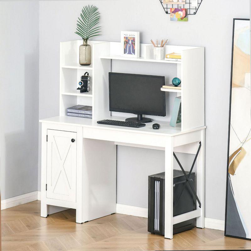 HOMCOM Farmhouse Computer Desk with Hutch and Cabinet, Home office Desk with Storage, for Study