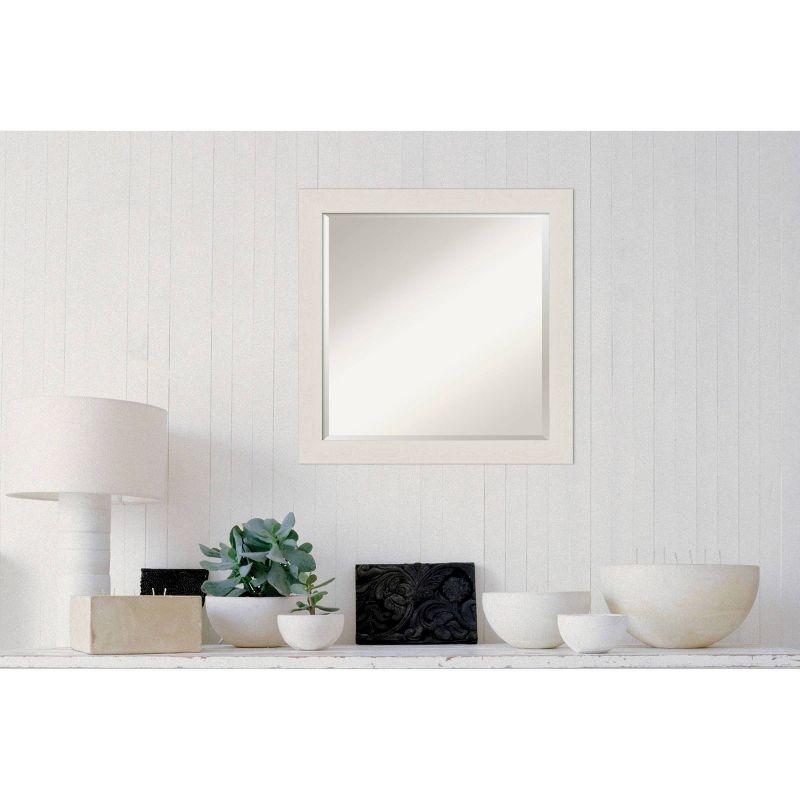 23" x 23" Rustic Plank White Framed Bathroom Vanity Wall Mirror - Amanti Art: Square Polystyrene Frame, Wall Mount