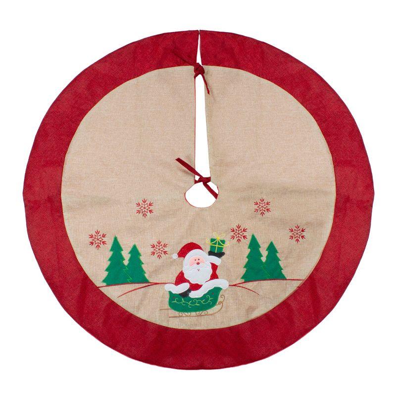 36" Burlap Santa Claus Embroidered Christmas Tree Skirt