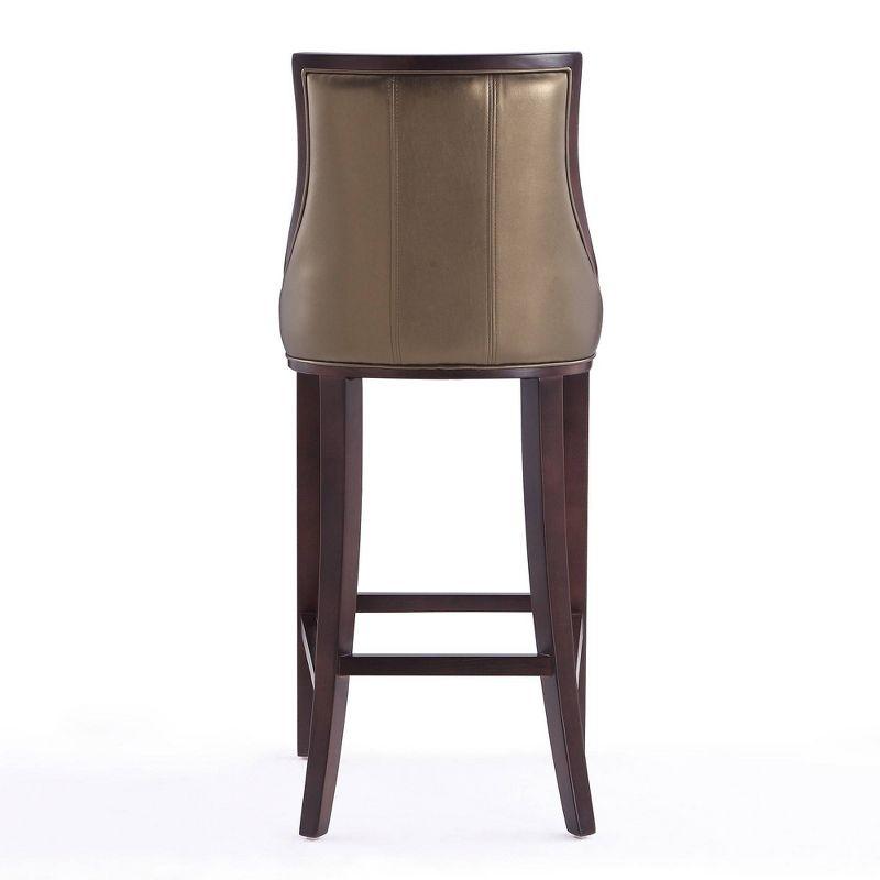 45.5" Walnut and Bronze Wood Leather Barstools Set of 3