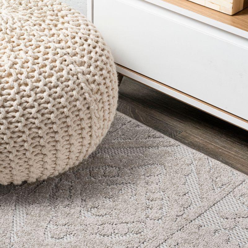 2'x8' Citta High-Low Pile Mediterranean Tile Indoor/Outdoor Runner Rug, Beige - JONATHAN Y