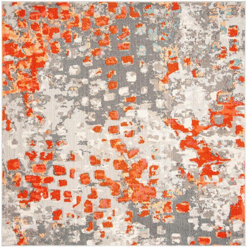 Madison MAD425 Power Loomed Indoor Area Rug - Grey/Orange - 9'x9' - Safavieh