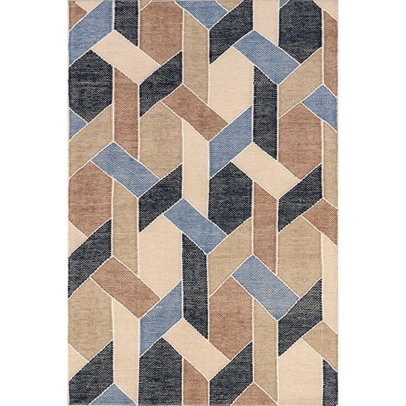Nuloom Rhea Geometric 5x8 Wool Jute Indoor Area Rug for Dining Room Rug Neutral Rug Living Room Rug Kitchen, Blue