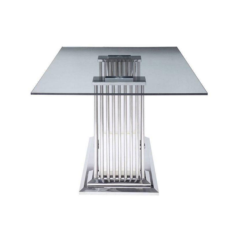 Cyrene Rectangular Glass and Stainless Steel Dining Table