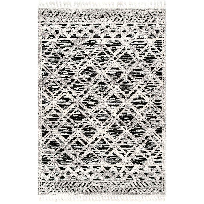 Reversible Gray Geometric 10' x 14' Synthetic Area Rug