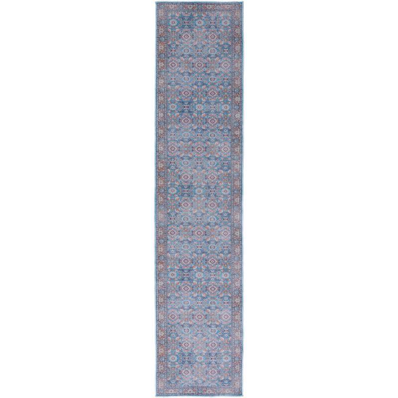 Serapi Blue Cotton Viscose Machine Washable Runner Rug