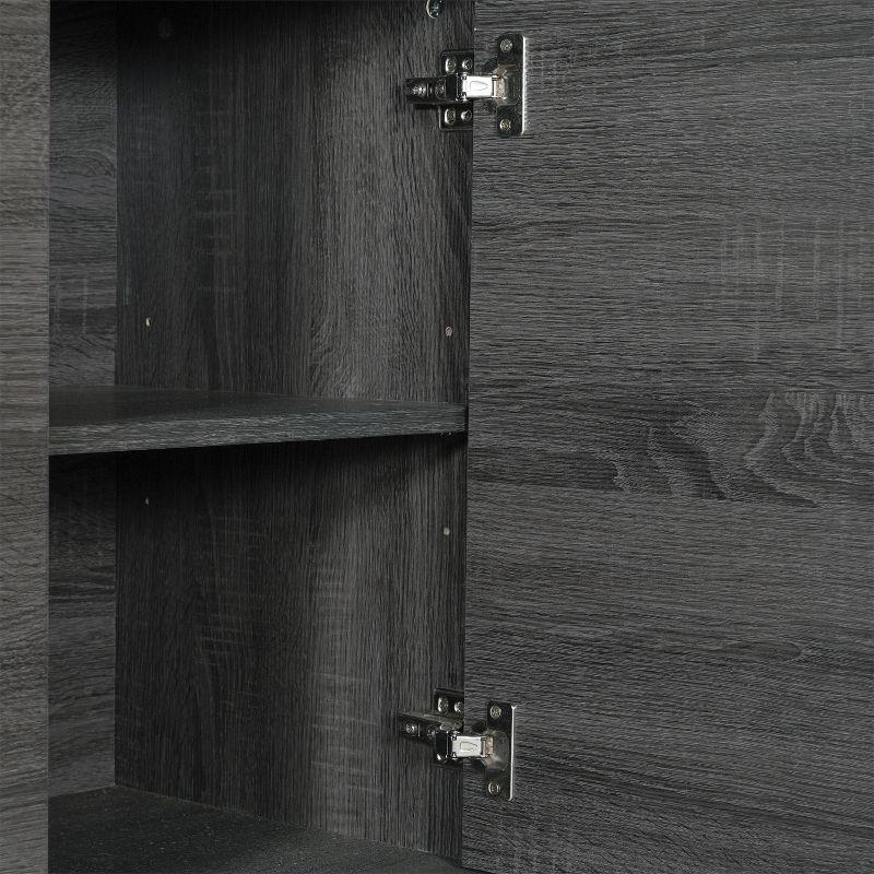 Flash Furniture 60" Buffet Cabinet with 4 Soft Close Doors and Adjustable Shelves - Black Wash