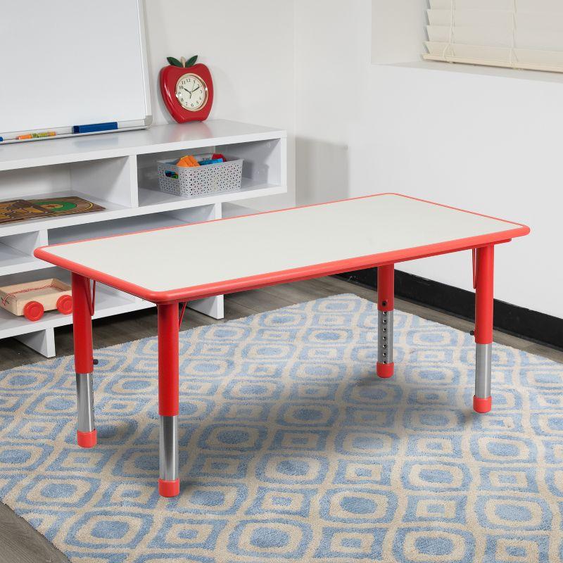 Red Adjustable Height Rectangular Laminate Activity Table