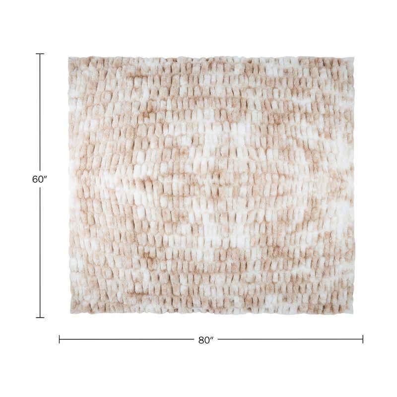 Lavish Home Oversized Ruched Faux Fur Blanket - 60x80-Inch Jacquard Faux Fur Queen-Size Throw for Sofas and Beds - Luxurious Bedding by Lavish Home