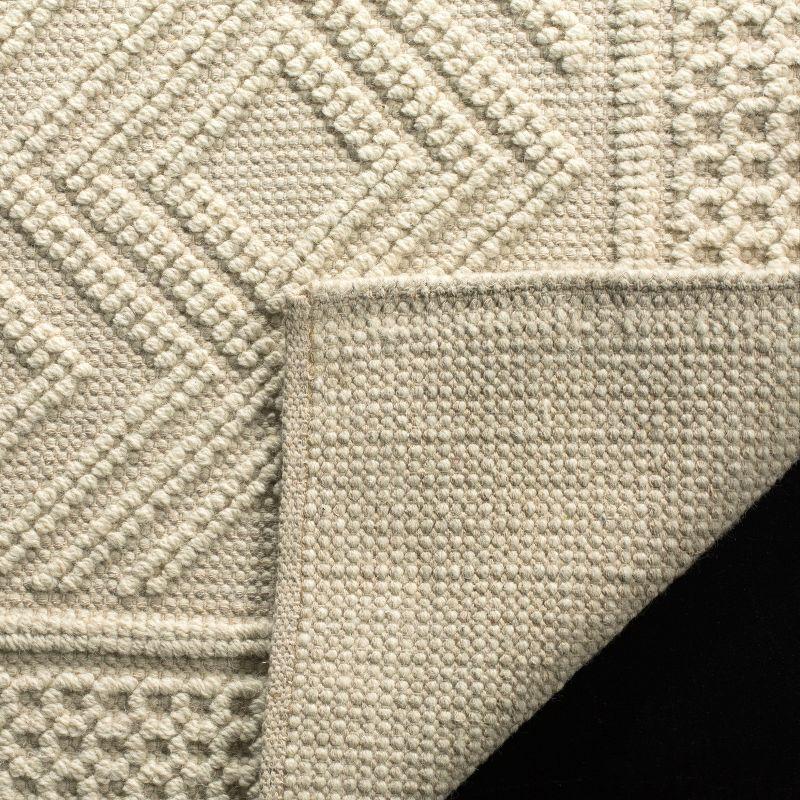 Ivory Hand-Woven Wool Geometric Runner Rug, 2'3" x 6'