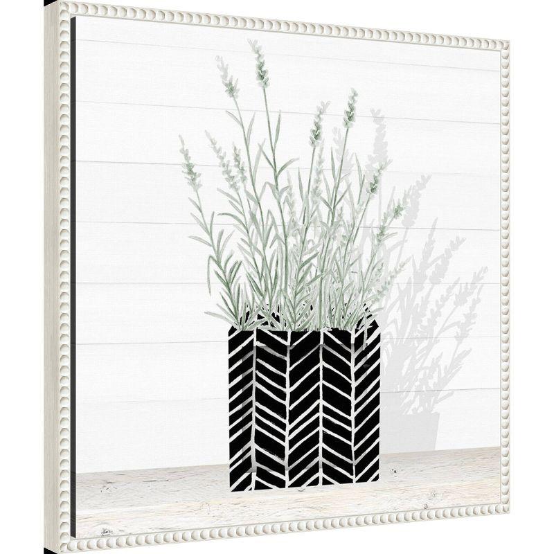 Amanti Art 22"x22" Lavender Blossom in Modern Pot I by Janice Gaynor Framed Canvas Wall Art Print: Polystyrene Frame, Botanical Theme