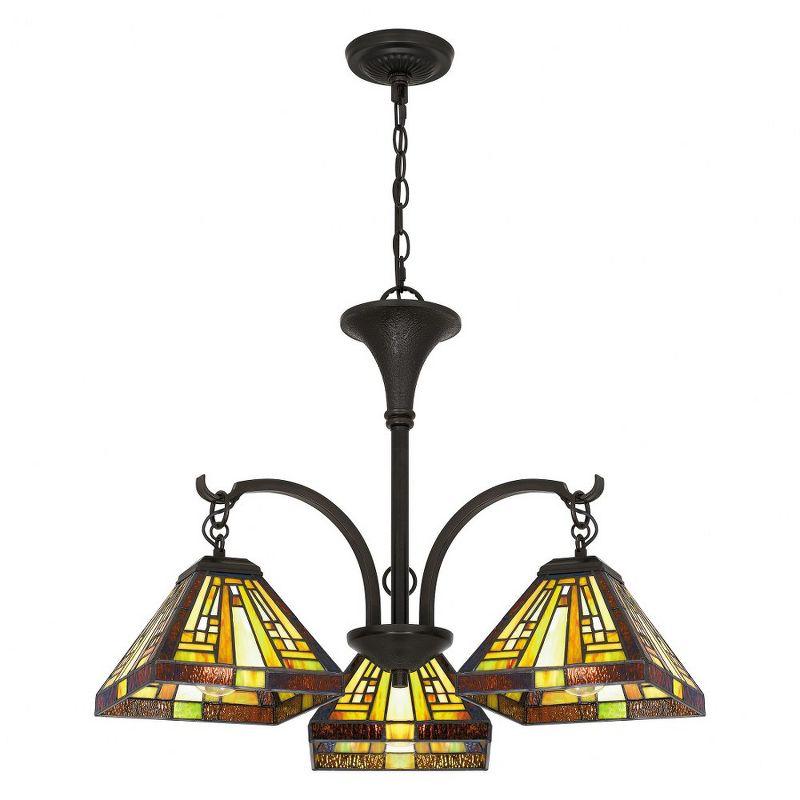 Elegant Mini Bronze Chandelier with Tiffany-Style Shades