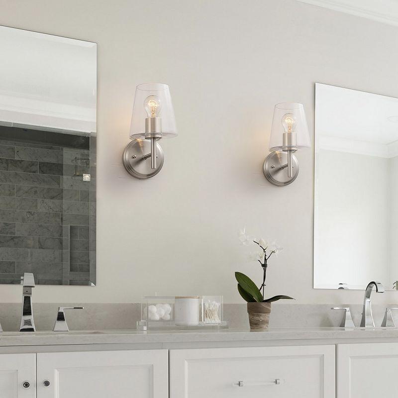 Brushed Nickel 2-Pack Wall Sconce with Clear Glass Shades