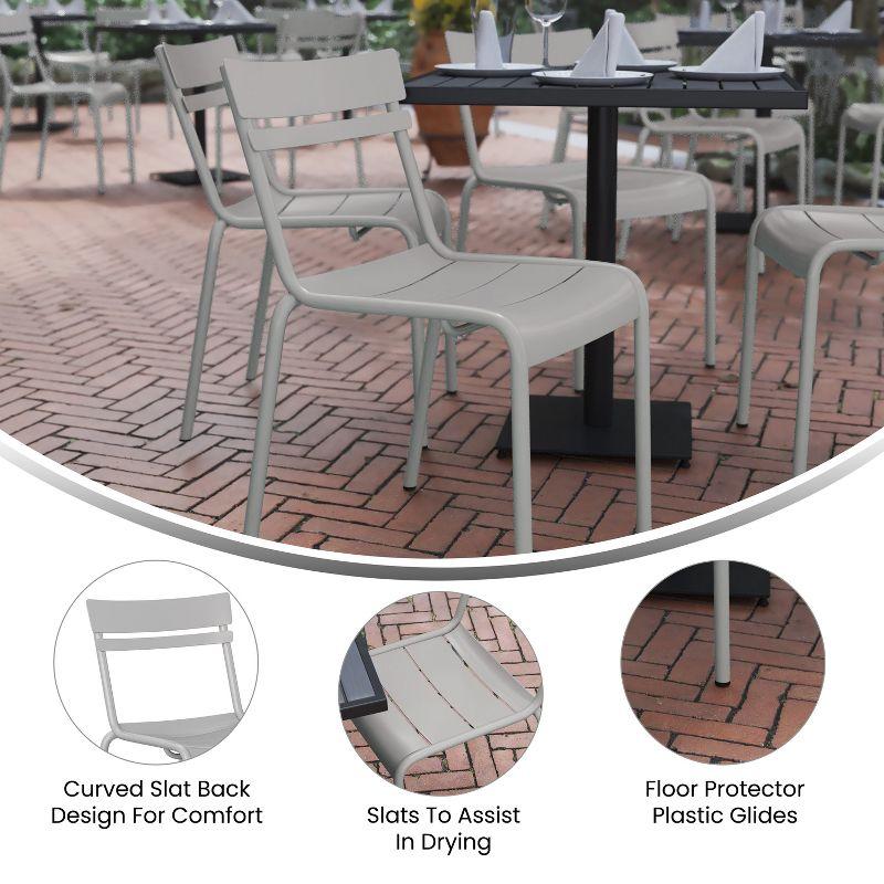 Flash Furniture Nash Commercial Grade Steel Stack Chair, Indoor-Outdoor Armless Chair with 2 Slat Back