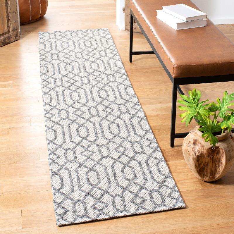 Augustine Anthracite & Light Grey Flatweave Viscose Runner Rug - 2' x 8'