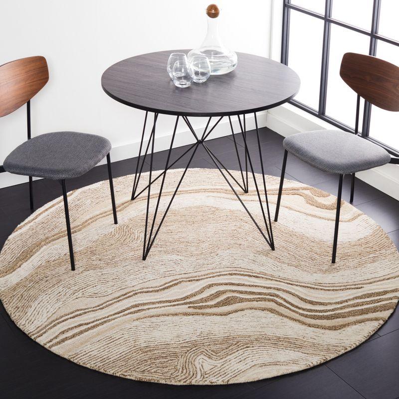 Fifth Avenue FTV121 Hand Tufted Indoor Area Rug - Beige/Ivory - 4' Round - Safavieh