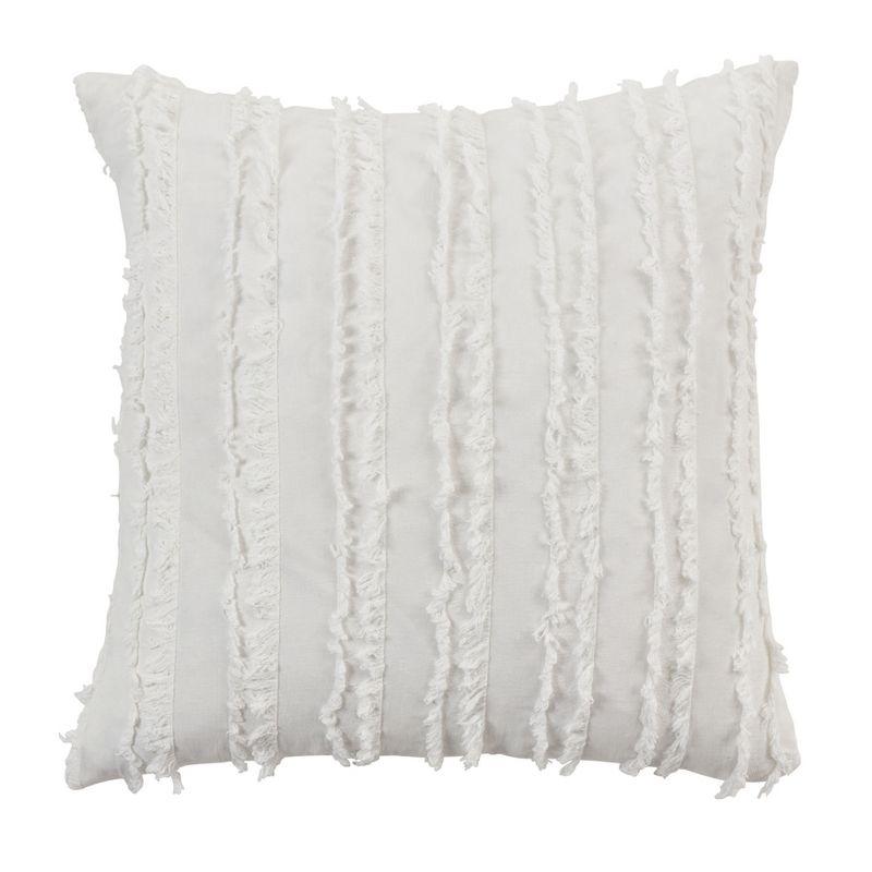 Saro Isla Collection Fringed Cotton Blend Throw Pillow