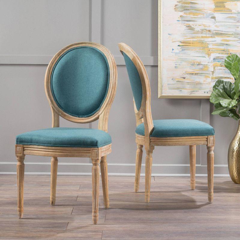 Christopher Knight Home Set of 2 Phinnaeus Dining Chair Dark Teal : Upholstered, Rubberwood Frame, 250lb Capacity