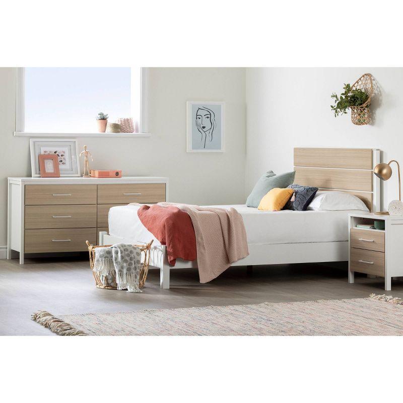 Full White and Soft Elm Platform Bed with Headboard