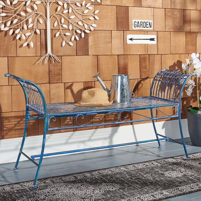 Hadley Bench - Outdoor - PAT5002 - Mossy Blue - Safavieh