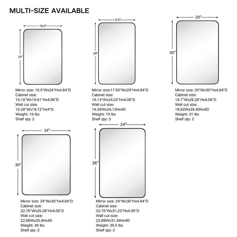 TEHOME Garnes Rectangular Recessed or Surface Mount Metal Medicine Cabinet with Mirror