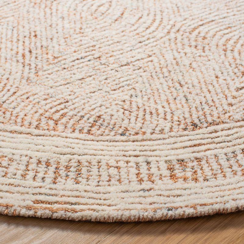 Abstract ABT340 Handmade Indoor Area Rug - Ivory/Rust - 4' Round - Safavieh