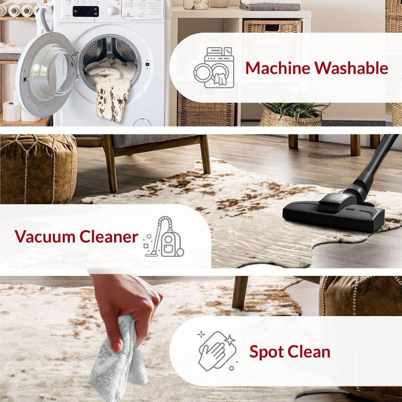 Nuloom Marcia SpinClean Machine Washable Faux Cowhide Area Rug, Shaped 3' 10" x 5', Brown