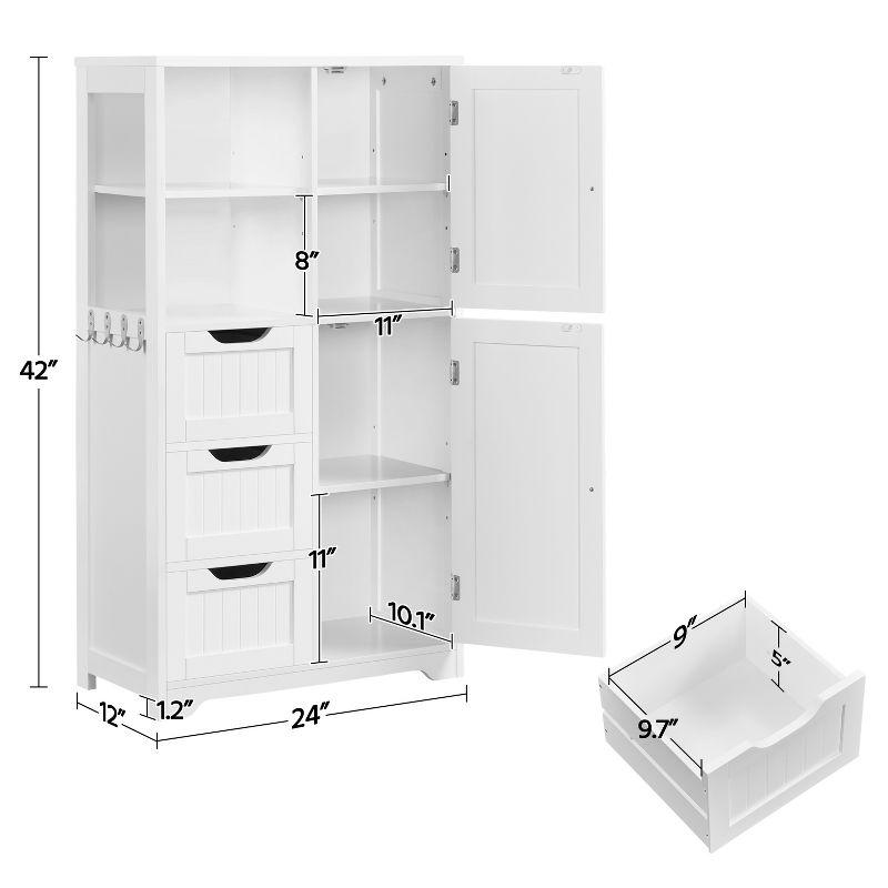 Yaheetech 42" Bathroom Storage Cabinet Floor Cabinet with 3 Drawers, White