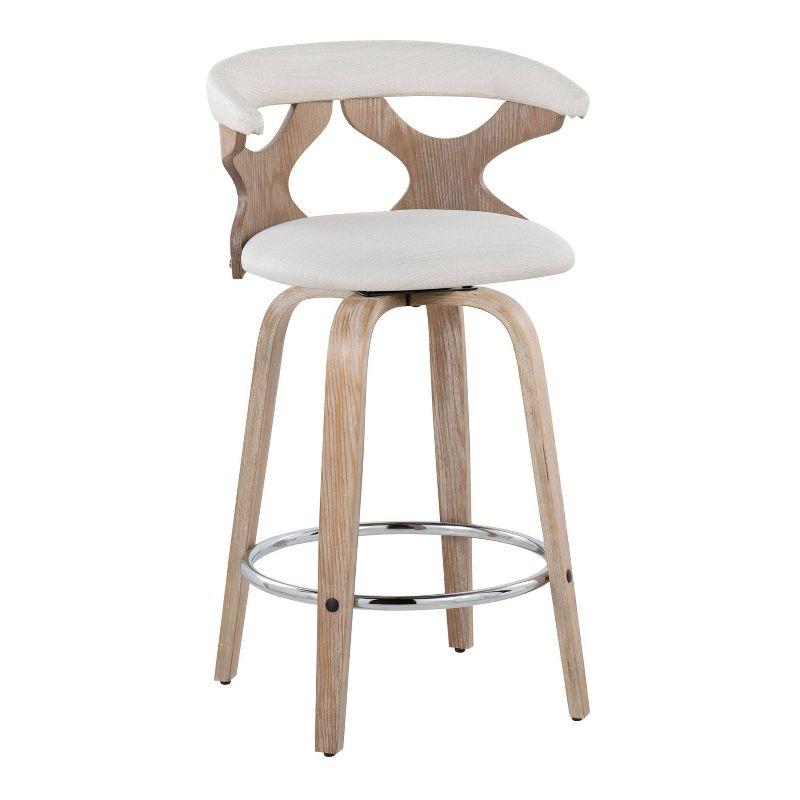 Set of 2 Gardenia Counter Height Barstools White Wash/Cream/Chrome - LumiSource