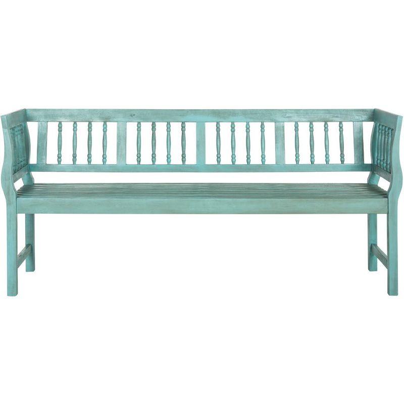 Brentwood Bench - Outdoor - PAT6732 - Beach House Blue/Beige - Safavieh