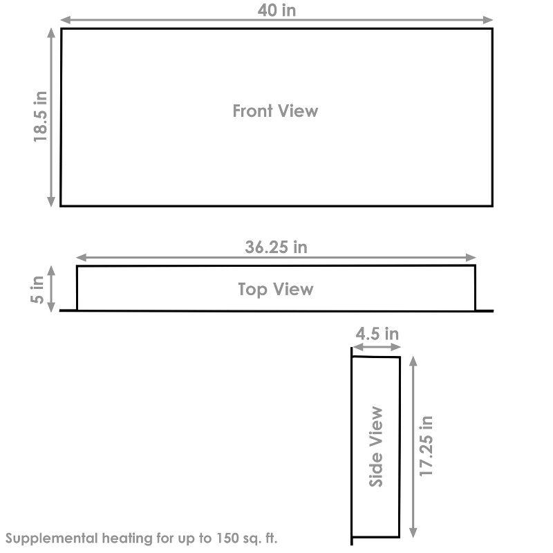 Sunnydaze 40-in Modern Flame Wall-Mounted or Recessed Indoor Electric Fireplace with LED Lights - Black Finish